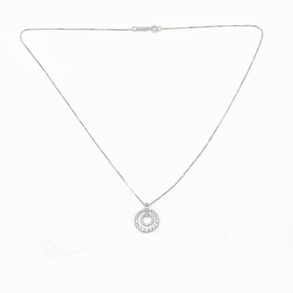 Collana donna Girocollo in Oro bianco con Zirconi Cerchi