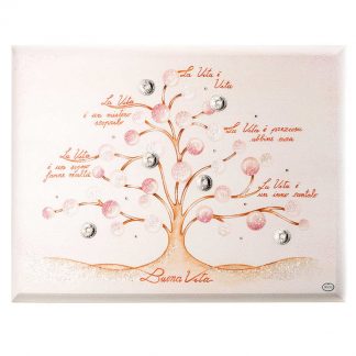 Quadro bambina in legno e Argento Albero buona vita Acca Argenti QD.102R 12X17