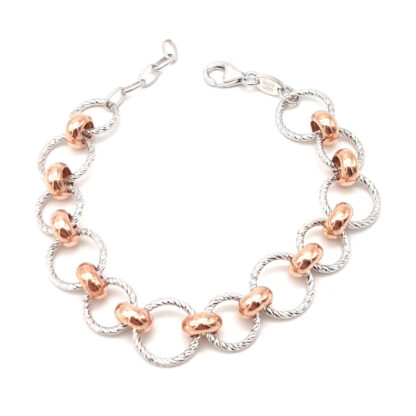 bracciale donna in argento e argento rosè cerchi diamantati fraboso argento