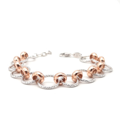 bracciale donna in argento e argento rosè cerchi diamantati fraboso argento