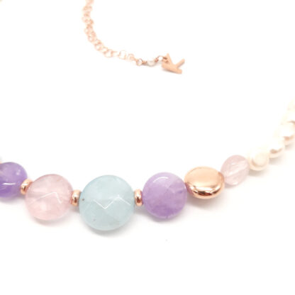 collana di perle di acqua dolce acquamarina ametista e quarzo rosa kikilia fashion