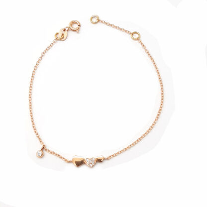 bracciale in oro rosa con zirconi cuori