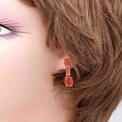 orecchini donna in argento rosè con pietre color salmone taglio ovale
