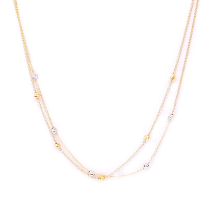 collana sfere in oro giallo e oro bianco