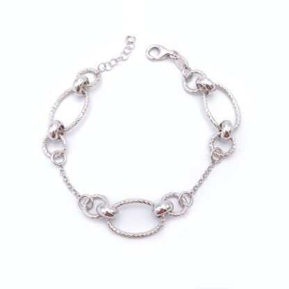 bracciale in argento cerchi e ovali diamantati fraboso argento