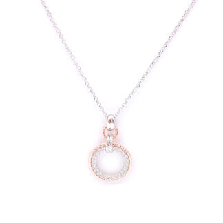 collana in argento argento rosè e zirconi cerchi diamantati fraboso argento