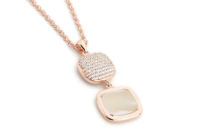 collana in in argento rosè madreperla e pavè di zirconi madì gioielli 3915200